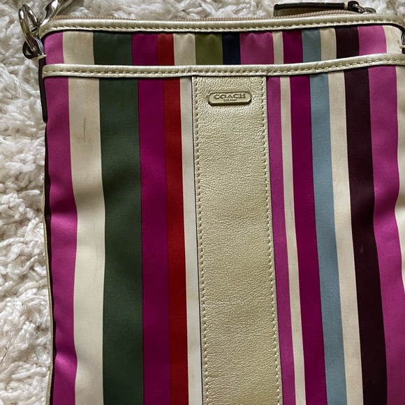 COACH “Legacy” Satin Stripe Multicolored Swing Bag Crossbody Bag EUC - Picture 3 of 11